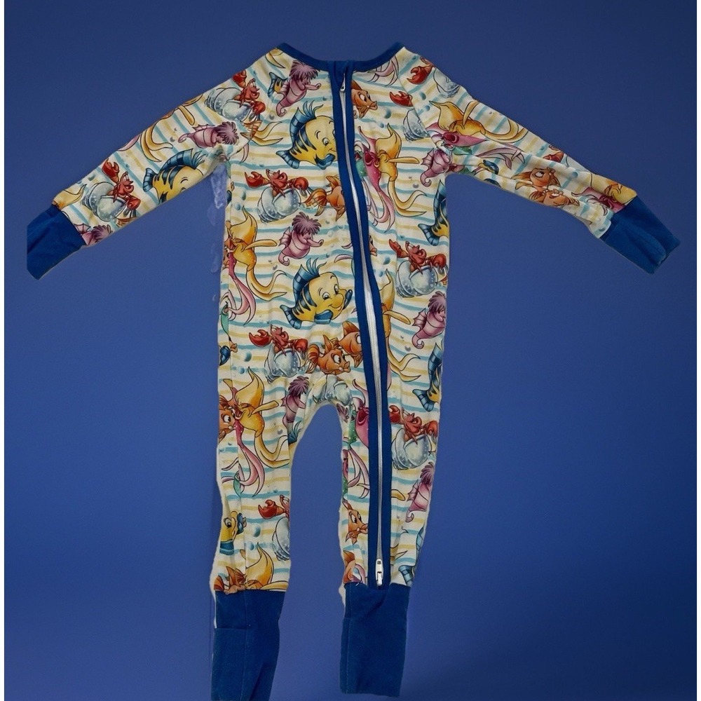 Little Mermaid Disney And Me Bamboo Zipper Pajamas 3-6 Months Under The Sea - Picture 2 of 7